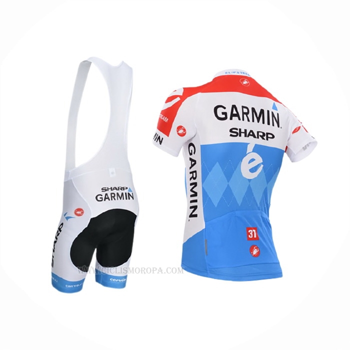 2014 Ropa Ciclismo Garmin Sharp Azul Claro Rojo Mangas Corta y Culotte Corto